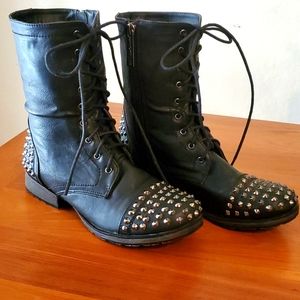 Black studded combat style boots